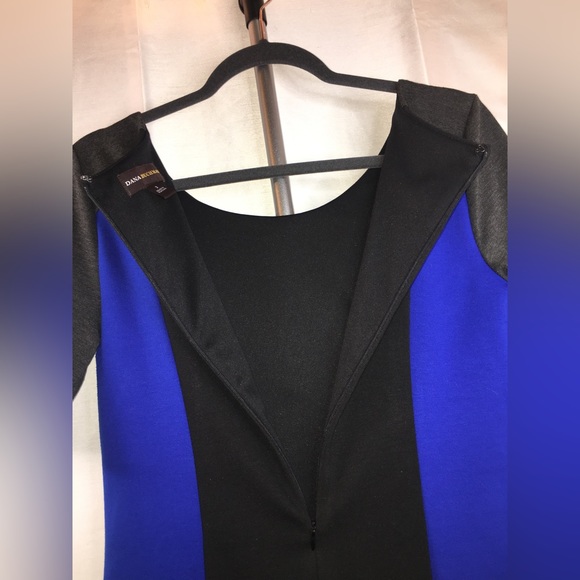 Dana Buchman | Women’s Gray/Black/Blue Color Block Pattern Dress - Picture 7 of 8
